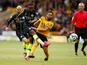 Manchester City attacker Raheem Sterling goes for goal during his side's Premier League clash with Wolverhampton Wanderers on August 25, 2018