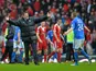  Brian Easton and manager Tommy Wright of St Johnstone celebrate their teams famous win during the William Hill Scottish Cup Semi Final between St Johnstone and Aberdeen at Ibrox Stadium on April 13, 2014
