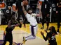 Los Angeles Lakers forward Anthony Davis grabs a rebound in front of Phoenix Suns center Deandre Ayton on May 10, 2021