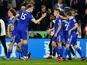 Leicester City's Harvey Barnes celebrates scoring their first goal with teammates on April 4, 2023