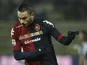 Cagliari's Mauricio Pinilla celebrates his goal against Juventus on December 21, 2012