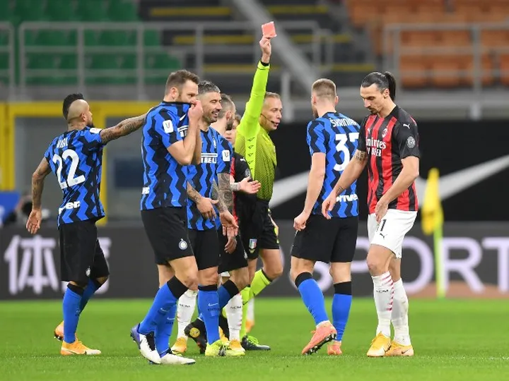 European roundup: Ibrahimovic sent off as Inter beat AC Milan in Coppa Italia