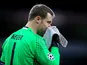 Bayern Munich goalkeeper Manuel Neuer in action for his side during a Champions League match against Arsenal