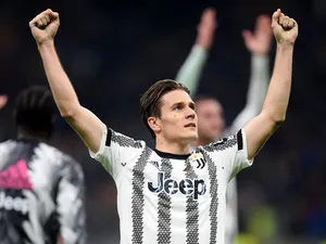 Juventus' Nicolo Fagioli celebrates in March 2023