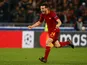 Roma's Alessandro Florenzi celebrates at the end of the match against Barcelona on April 10, 2018