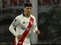 Lautaro Rivero of River Plate in action against Independiente Rivadavia, on October 25, 2025