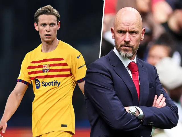 Barcelona midfielder Frenkie de Jong and Manchester United manager Erik ten Hag