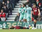 Bournemouth's Jefferson Lerma reacts to scoring an own goal against Arsenal on November 25, 2018