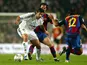 Figo of Real Madrid against his former club Barcelona