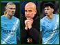 Erling Haaland, Pep Guardiola, Nico O'Reilly composite