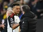Fulham's Rodrigo Muniz shakes hands with manager Marco Silva after been substituted on February 3, 2024