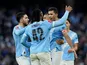 Rodri of Manchester City celebrates with teammates on January 10, 2026