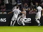 Real Salt Lake midfielder Pablo Ruiz (6) celebrates his penalty kick with forward Tate Schmitt (21) in the first half against the Colorado Rapids at Dick's Sporting Goods Park on April 3, 2022