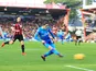 Hector Bellerin scores the opener during the Premier League game between Bournemouth and Arsenal on January 14, 2018