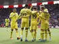 Chelsea's Mason Mount celebrates scoring their sixth goal with teammates on April 9, 2022
