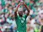Mexico's Julian Quinones celebrates after scoring on June 11, 2026