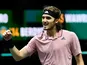 Stefanos Tsitsipas celebrates at the Rotterdam Open on February 12, 2022