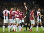 Chris Brunt is shown a red card in the second leg of the Championship playoff semi-final between West Bromwich Albion and Aston Villa on May 14, 2019