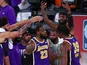 LA Lakers players celebrate reaching the NBA Finals on September 27, 2020