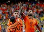 Cody Gakpo and Crysencio Summerville of the Netherlands celebrate on June 20, 2026