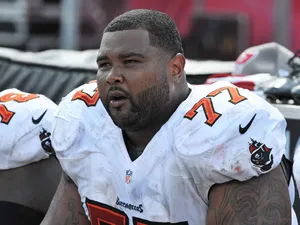 Guard Carl Nicks #77 of the Tampa Bay Buccaneers watches play against the Arizona Cardinals September 29, 2013 