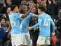 Manchester City's Antoine Semenyo celebrates with teammates on May 13, 2026