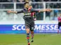 Bologna's Panagiotis Kone celebrates after scoring his team's third against Pescara on February 3, 2013