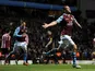 Villa skipper Ron Vlaar celebrates opening the scoring against Sunderland on April 29, 2013