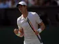Great Britain's Andy Murray celebrates a point against Serbia's Novak Djokovic during the final of Wimbledon on July 7, 2013