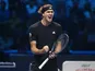 Alexander Zverev reacts at the ATP Finals on November 9, 2025