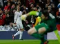 Real Madrid's Cristiano Ronaldo celebrates after scoring the opener for his team on December 1, 2012