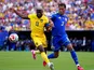 Ecuador forward Enner Valencia battles for the ball with Curacao defender Jurien Gaari during the 2026 World Cup Group E match.