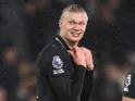 Manchester City's Erling Haaland celebrates scoring on December 2, 2025
