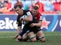 Saracens' Michael Rhodes scores their first try against Munster on April 20, 2019