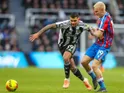 Bruno Guimaraes of Newcastle United battles with Will Hughes of Crystal Palace on January 4, 2026