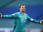 Bayern Munich's Manuel Neuer celebrates after Leon Goretzka scored their first goal in April 2021