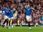 Rangers' Ryan Jack celebrates scoring their first goal with teammates on May 21, 2022
