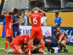 Musiala horror injury, two red cards, two goals: PSG overcome Bayern in CWC quarter-final