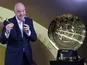 FIFA President Gianni Infantino alongside the Club World Cup trophy