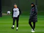 Liverpool's Darwin Nunez and manager Jurgen Klopp pictured during training on February 20, 2023