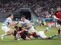 England's George Ford scores their fourth try against Argentina on October 5, 2019