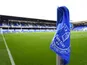 General view of the corner flag inside Everton's stadium before the match on April 21, 2024