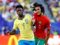 Morocco's Ayyoub Bouaddi and Brazil's Vinicius Junior pictured on June 13, 2026