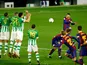 Barcelona's Lionel Messi takes a free kick during the La Liga clash with Real Betis on February 7, 2021