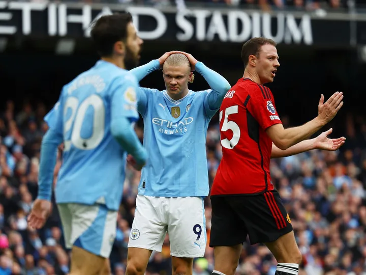 Watch: Erling Haaland misses sitter in Manchester derby