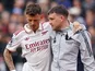 Arsenal's Ben White is taken off injured on May 10, 2026
