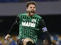 Manuel Locatelli celebrates scoring for Sassuolo on November 1, 2020