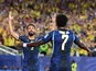 Matheus Cunha of Brazil celebrates a goal with Vinicius Jr