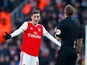 Arsenal playmaker Mesut Ozil remonstrates with the referee on December 29, 2019