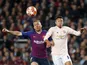 Barcelona's Arthur and Manchester United's Jesse Lingard battle for the ball in the Champions League on April 16, 2019